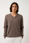 Victor 4-Ply V-Neck Jumper - Heather Taupe