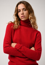 Bise Roll-Neck Jumper - Raspberry - 100% 2-Ply Cashmere - Women
