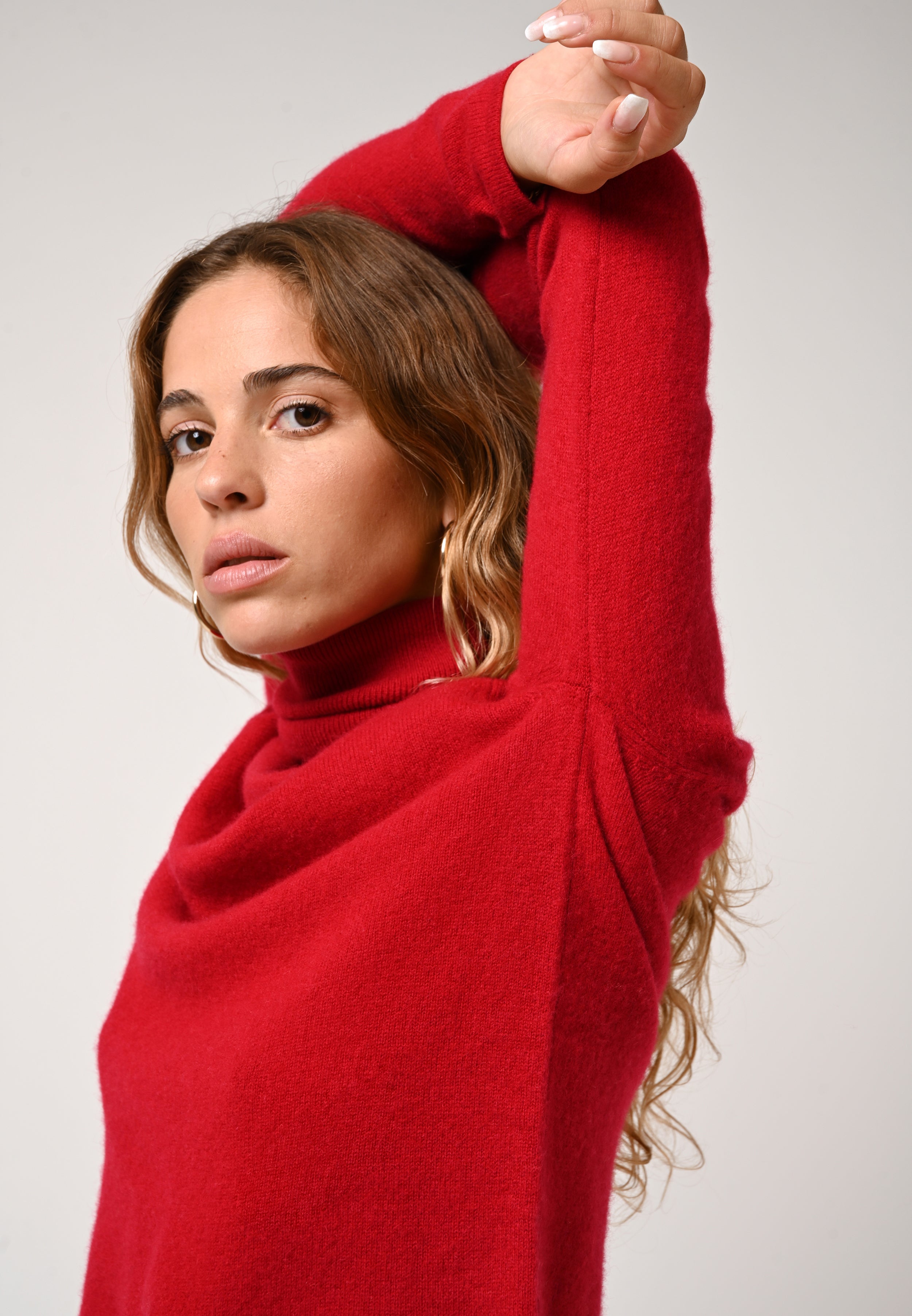 Bise Roll-Neck Jumper - Raspberry - 100% 2-Ply Cashmere - Women
