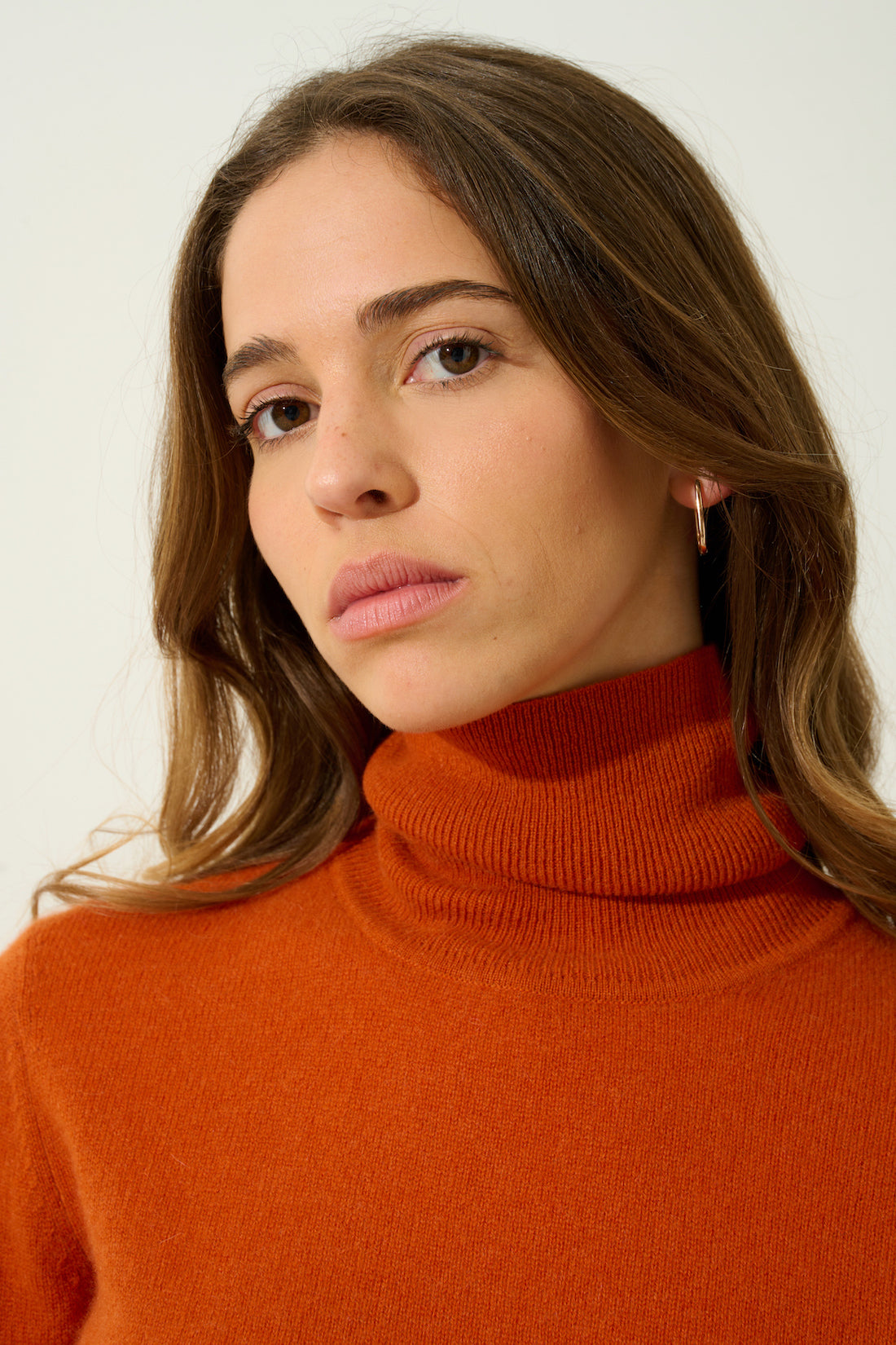 Pull Col Roulé Bise - Safran - 100% Cachemire 2 Fils - Femme
