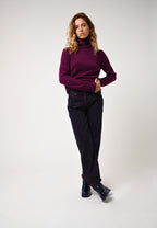 4 Yarn Turtleneck Sweater - Linda - Plum