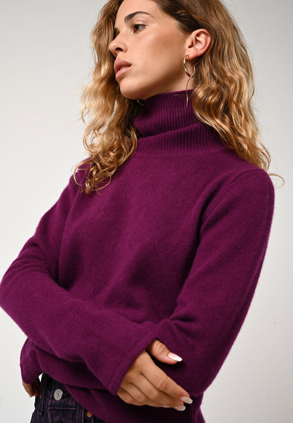 Jersey de Cuello Vuelto 4 Hilos - Linda - Ciruela