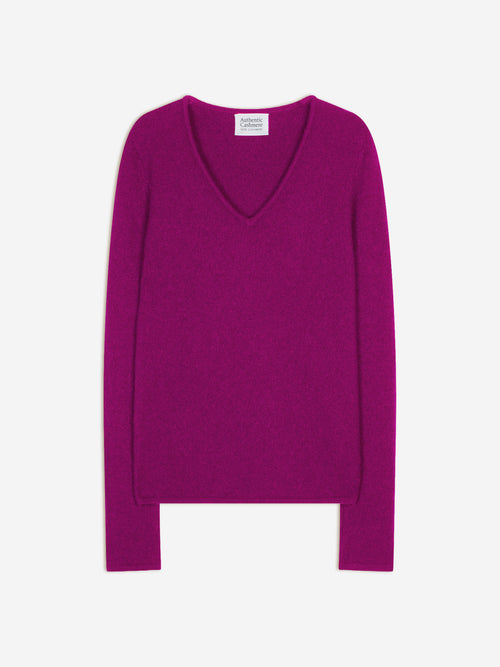 Pull Col V 4 Fils Chelsea - 100% Cachemire, 4 Fils - Violine