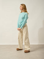 Daria Crew Neck Sweater - 100% Cashmere, 2-Ply - Aqua - Women's