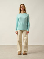 Daria Crew Neck Sweater - 100% Cashmere, 2-Ply - Aqua - Women's