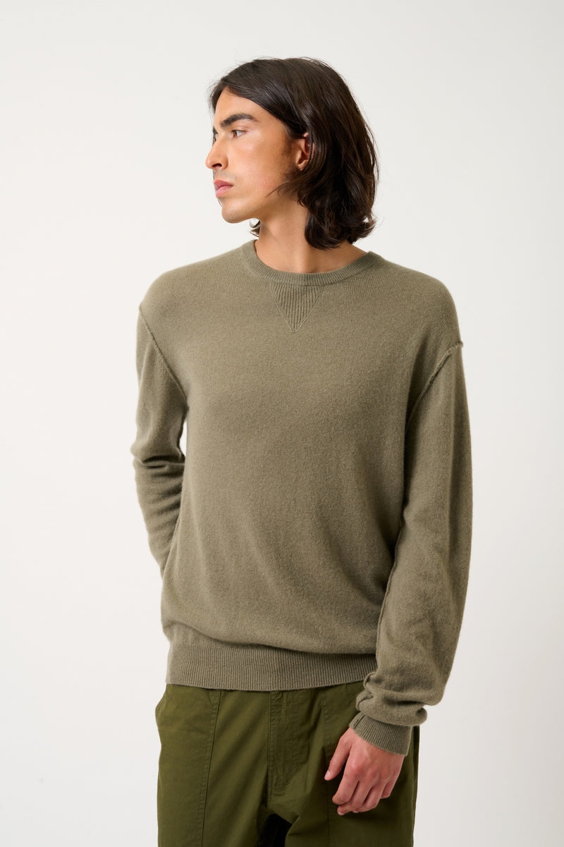 Nolan Crew Neck Jumper - Army - 100% 2-Ply Cashmere