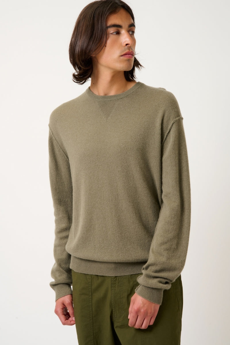 Nolan Crew Neck Jumper - Army - 100% 2-Ply Cashmere