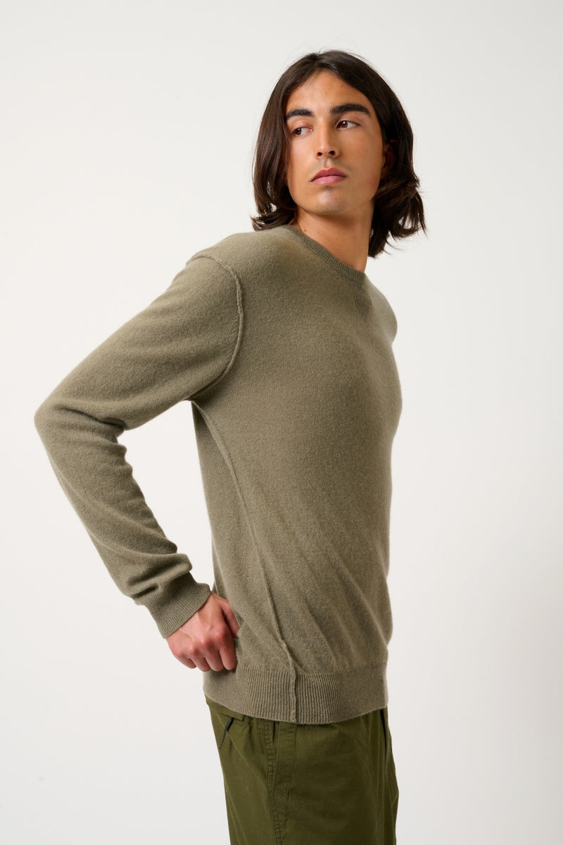 Nolan Crew Neck Jumper - Army - 100% 2-Ply Cashmere