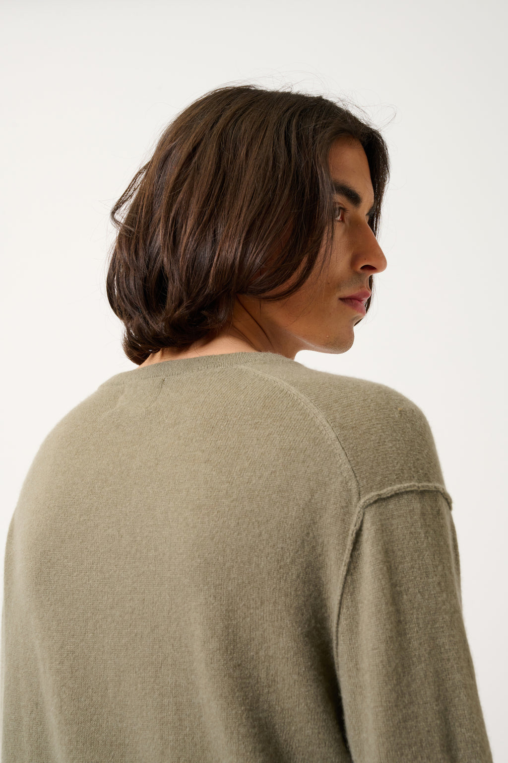 Pull Col V Timeo - Army - 100% Cachemire 2 Fils - Homme