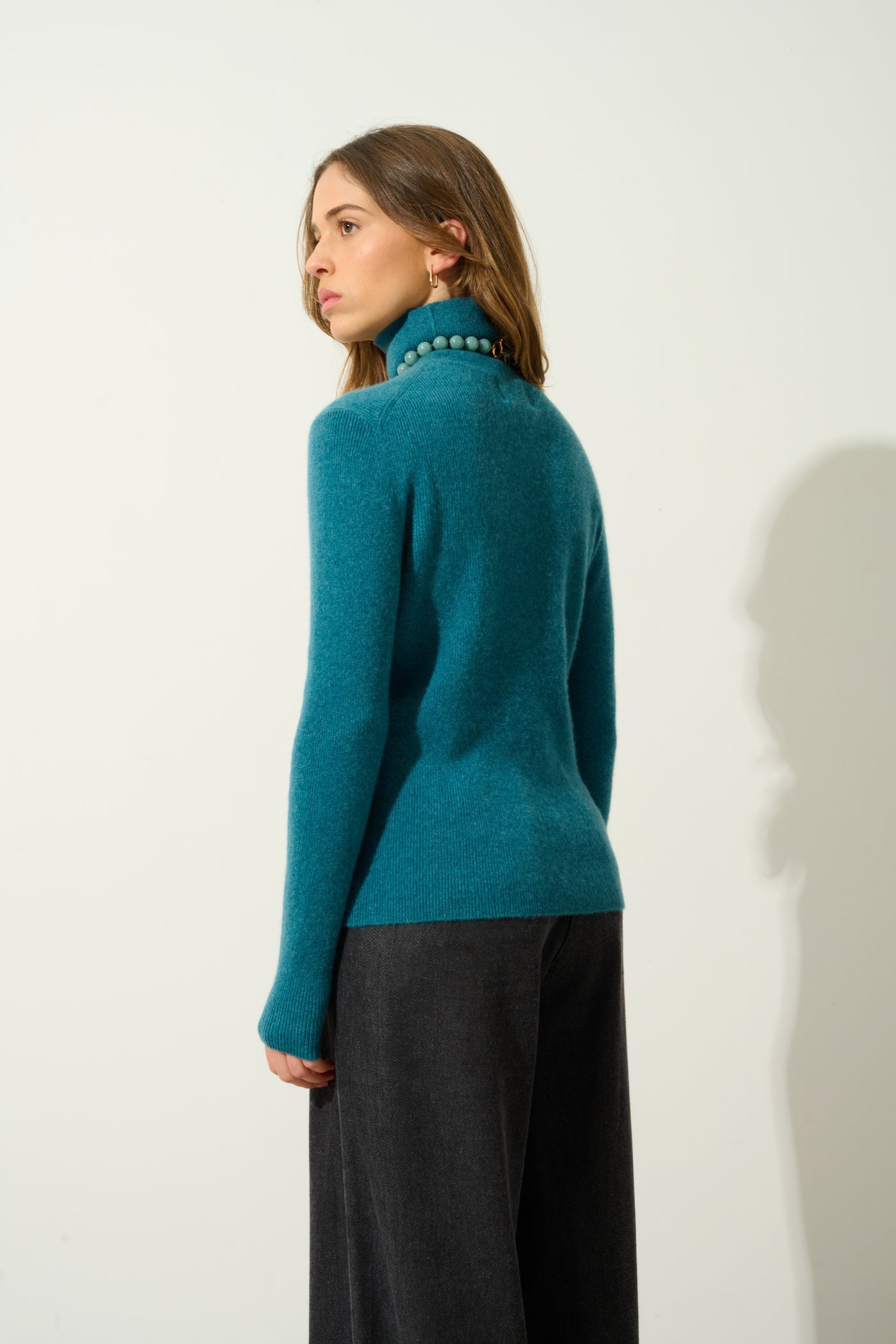 Roll-Neck Jumper - Suzie - Mottled Duck Blue