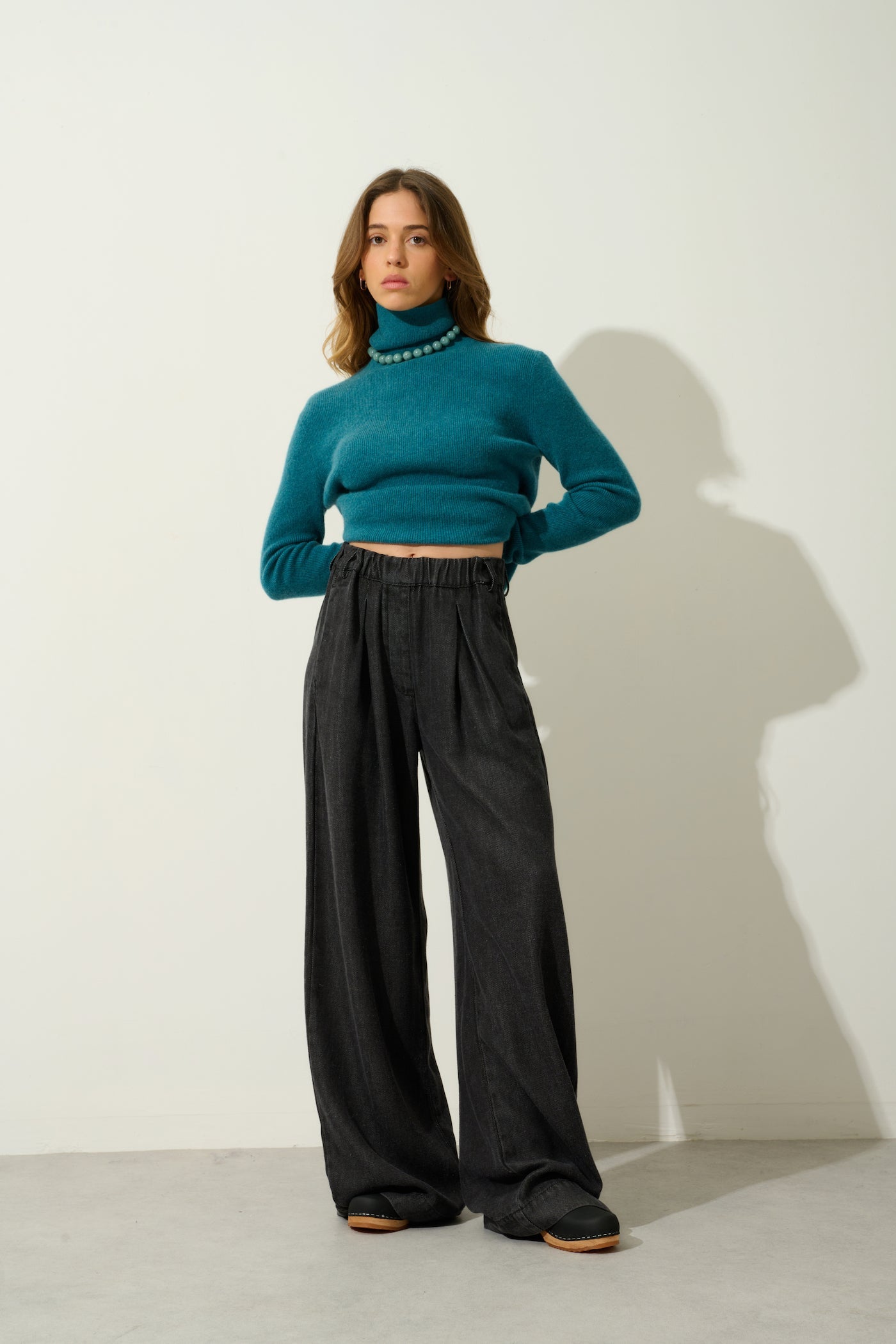 Roll-Neck Jumper - Suzie - Mottled Duck Blue