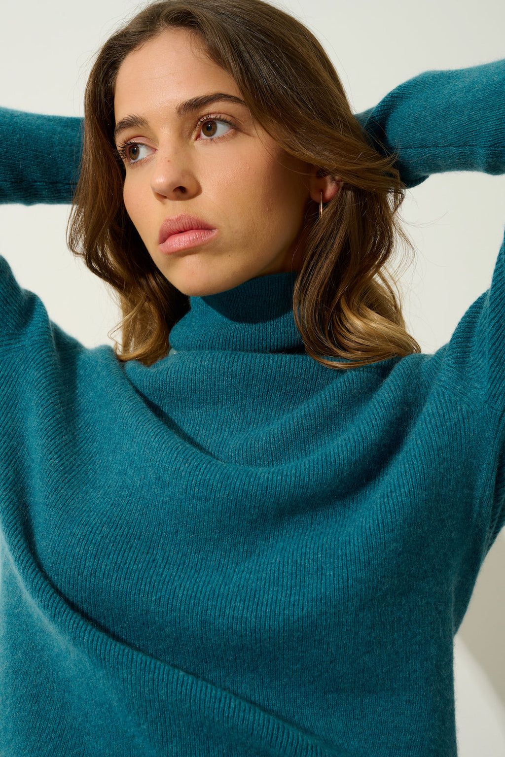 Roll-Neck Jumper - Suzie - Mottled Duck Blue