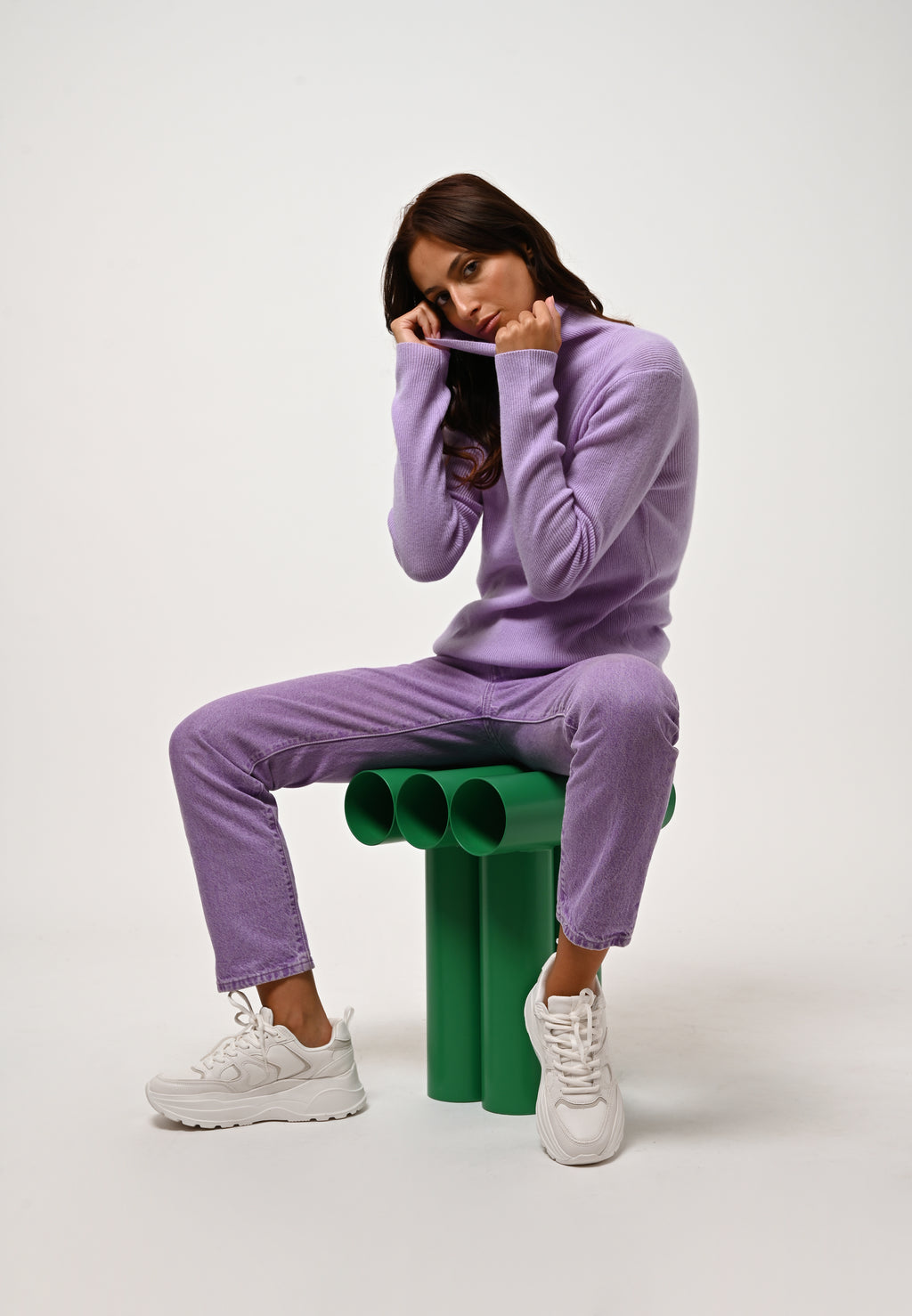 Pull Col Roulé Suzie - Mauve - 100% Cachemire 2 Fils