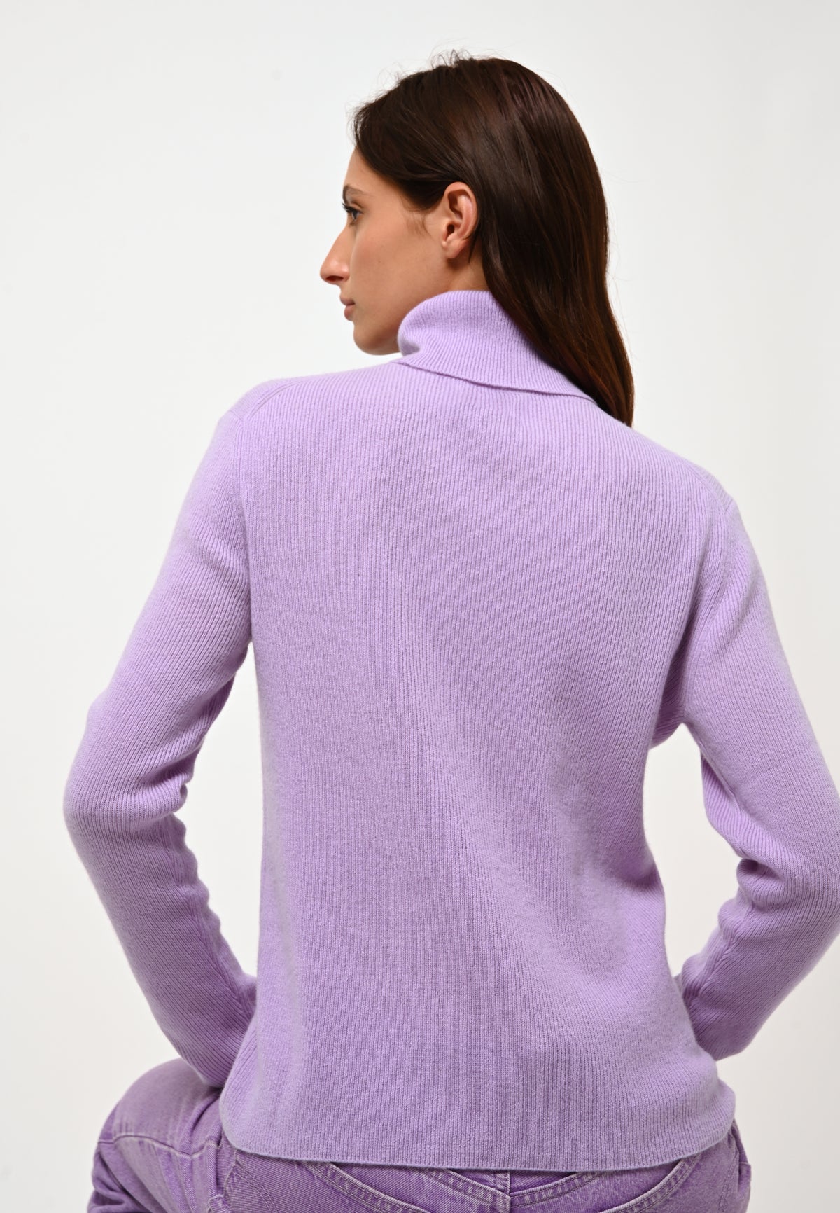 Pull Col Roulé Suzie - Mauve - 100% Cachemire 2 Fils