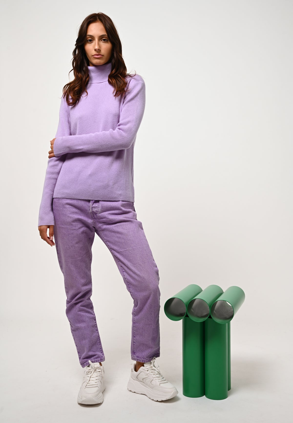Pull Col Roulé Suzie - Mauve - 100% Cachemire 2 Fils