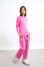 Pull Col Rond Boutonné Dos - Estaris - Rose