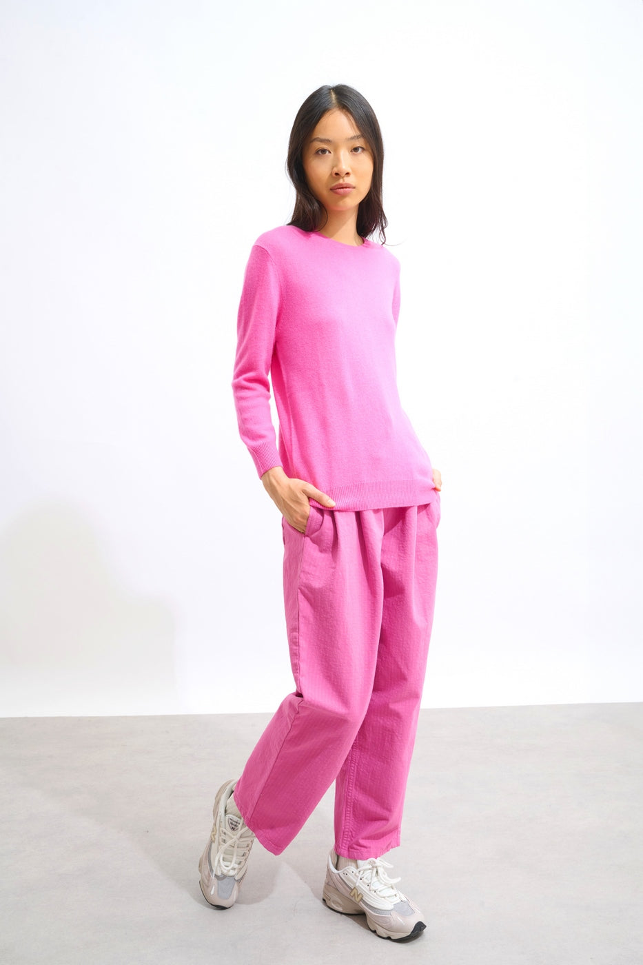 Pull Col Rond Boutonné Dos - Estaris - Rose