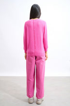 Pull Col Rond Boutonné Dos - Estaris - Rose