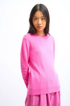 Pull Col Rond Boutonné Dos - Estaris - Rose