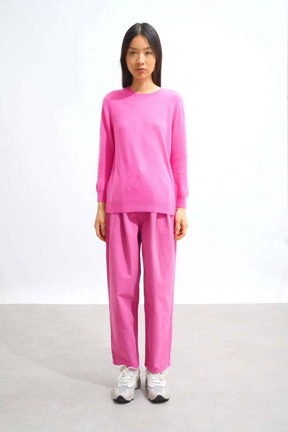 Pull Col Rond Boutonné Dos - Estaris - Rose