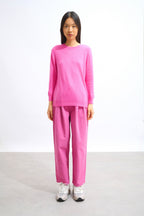 Pull Col Rond Boutonné Dos - Estaris - Rose