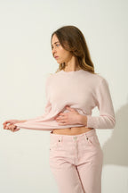 Round-Neck Button-Back Jumper - Estaris - Powder