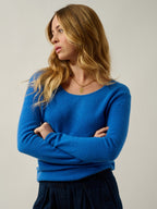 Lanfon Boat Neck Sweater - 100% Cashmere, 2-Ply - Electric Blue - Women's