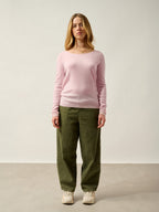 Pull Col Bateau Lanfon - 100% Cachemire, 2 Fils - Poudre