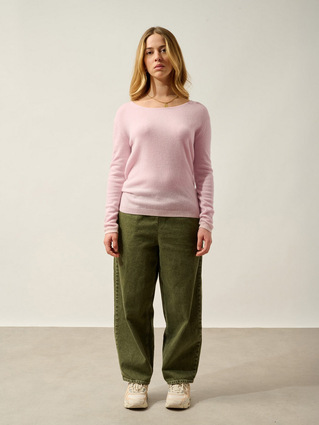 Pull Col Bateau Lanfon - 100% Cachemire, 2 Fils - Poudre