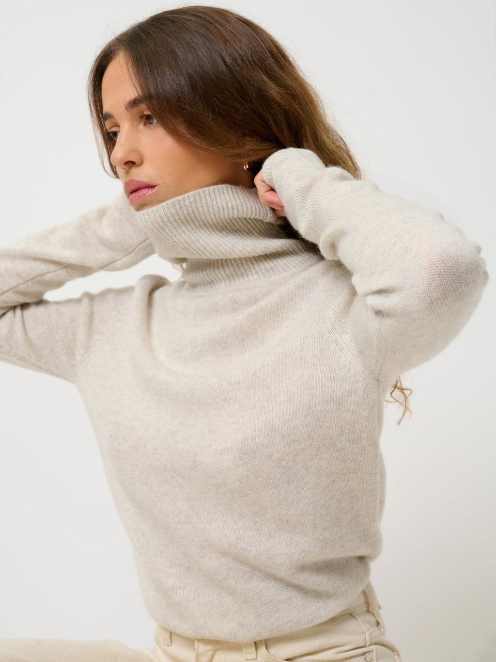 Jersey Cuello Alto 4 Hilos - Linda - Gris Perla Jaspeado