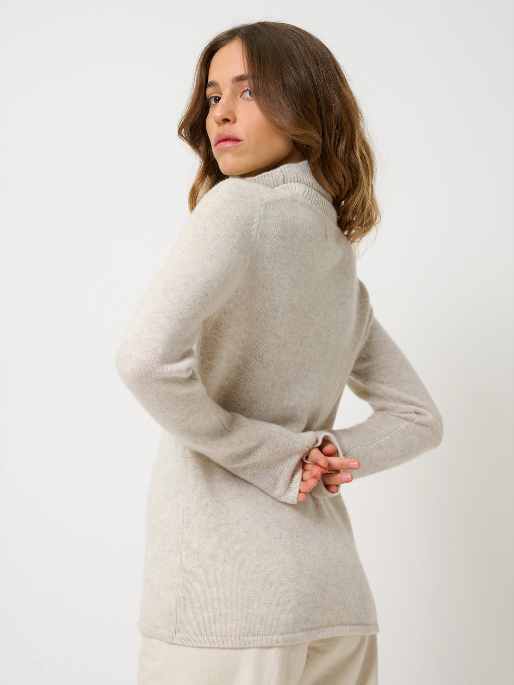 4-Ply Rollneck Jumper - Linda - Heathered Pearl Grey