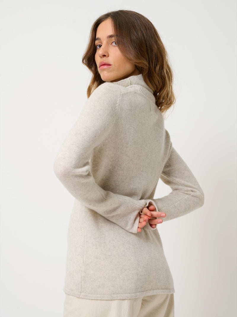 Pull Col Roulé 4 Fils - Linda - Gris Perle Chiné
