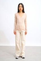Pull Col V - Galise - Nude