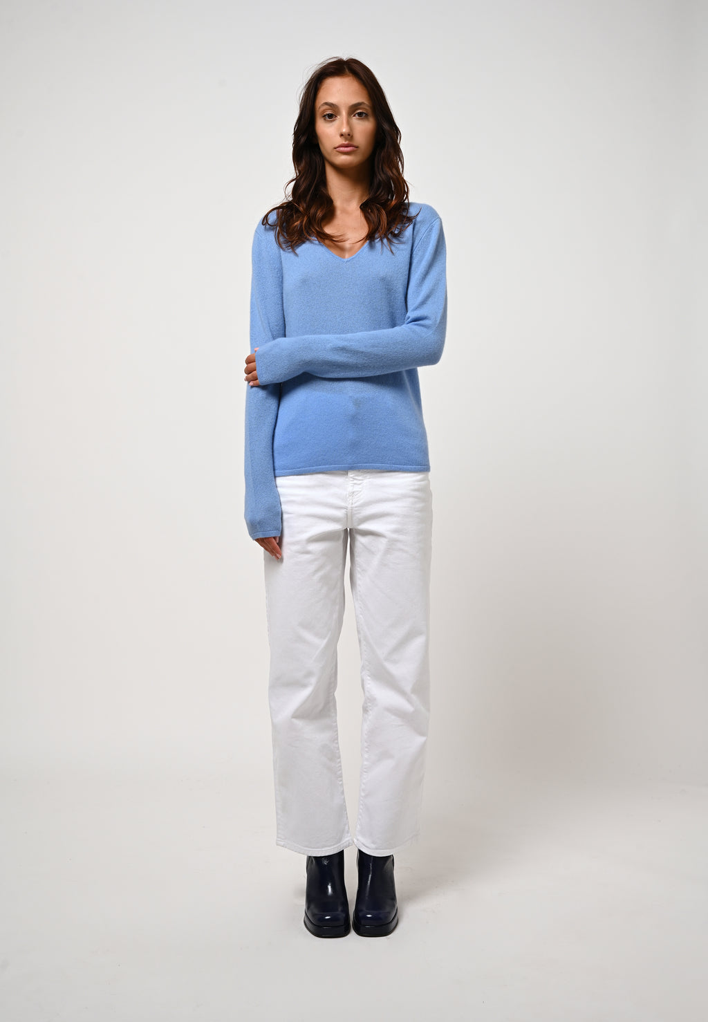 V-Neck Jumper - Galise - Baby Blue