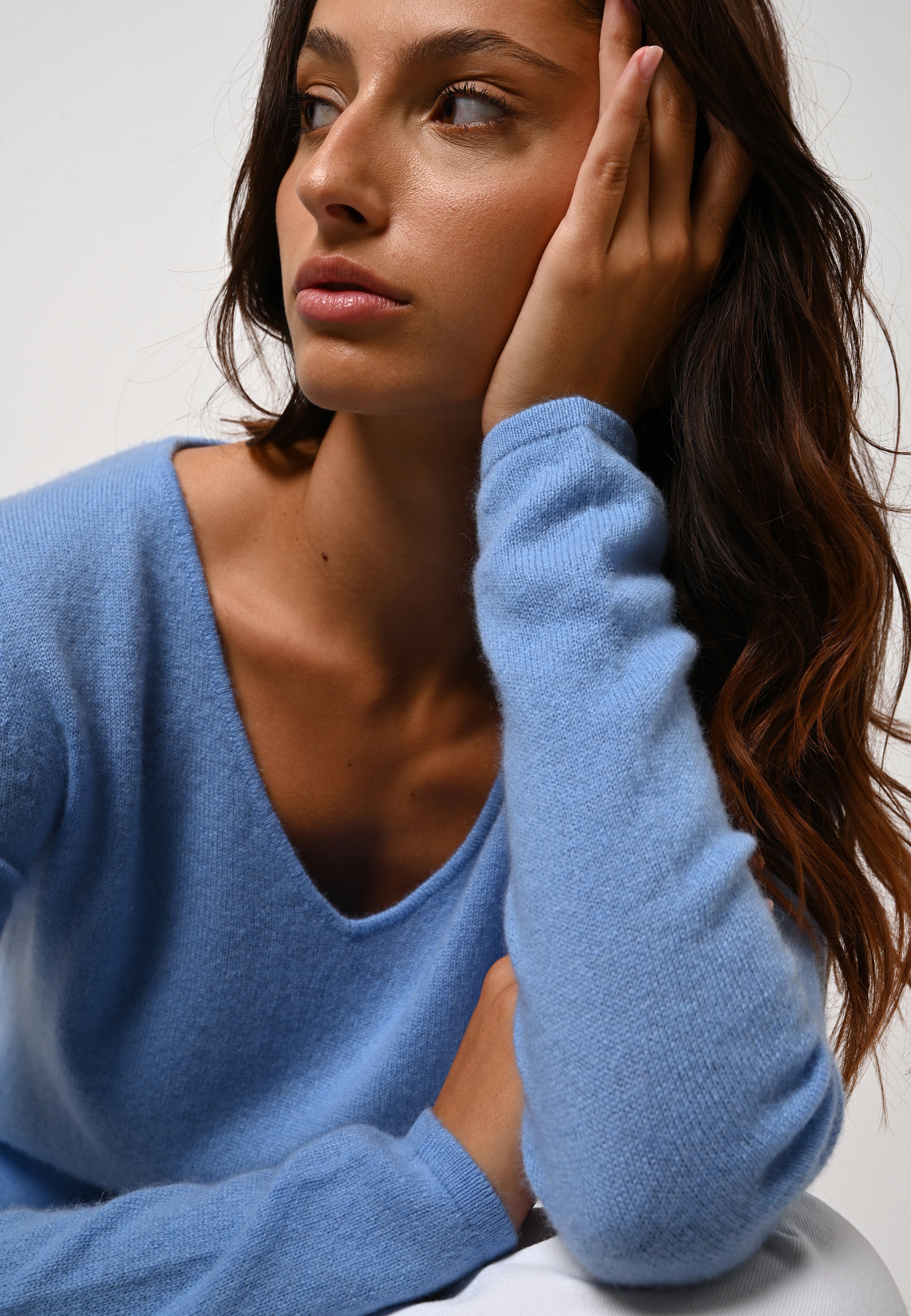 V-Neck Jumper - Galise - Baby Blue