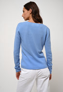 Authentic Cashmere - Jersey Galise Cuello V - Azul Bebé - 100% Cachemira - 2 Hilados - Damas