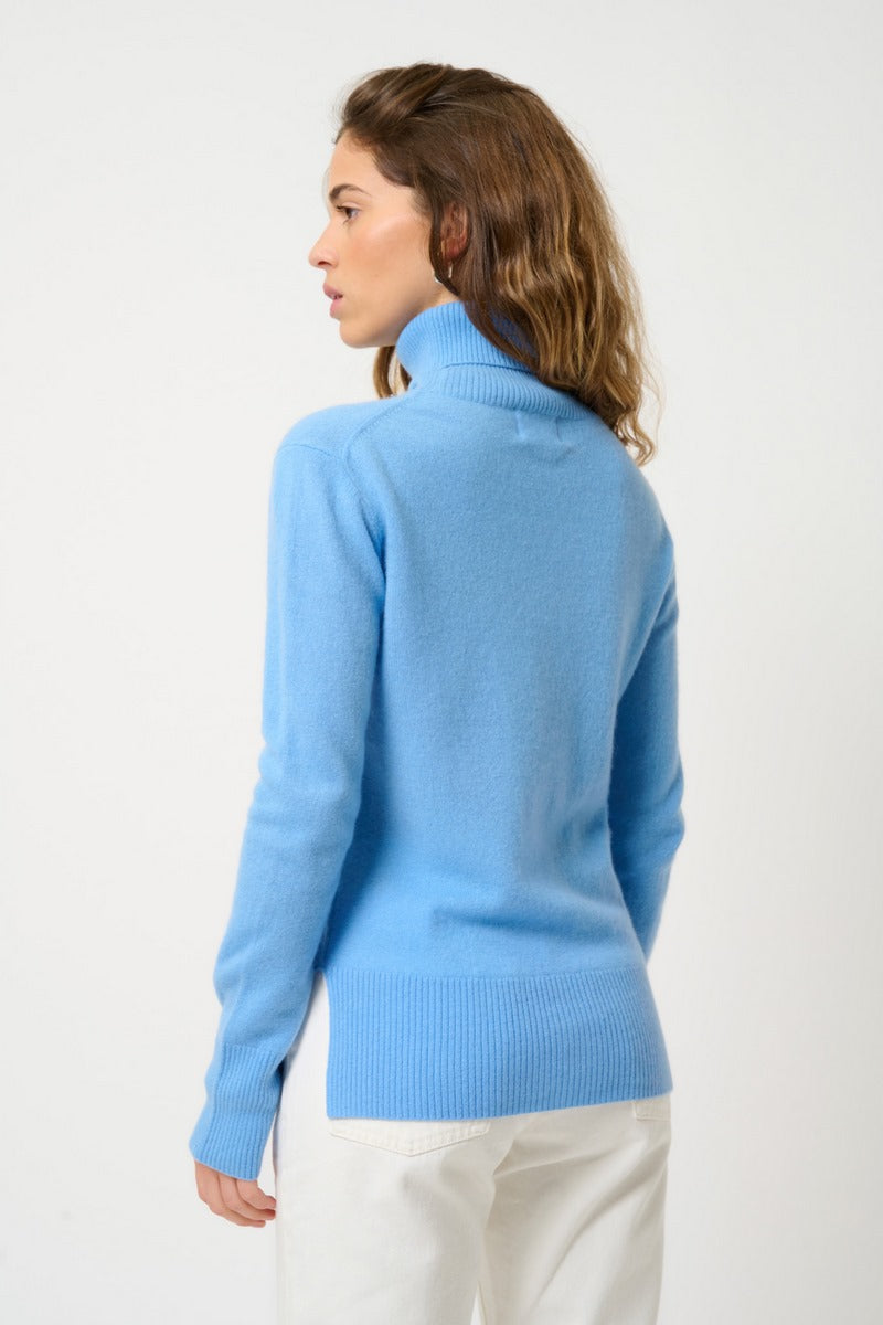 Jersey de cuello alto - 100% cachemira de 2 hilos - Azul bebé - Mujer
