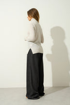 Roll Neck Jumper - 100% 2-Ply Cashmere - Pearl Grey Marl