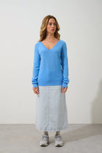Jersey Cuello en V - Giusalet - Baby Blue