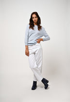 Back-Button Round-Neck Jumper - Estaris - Givre