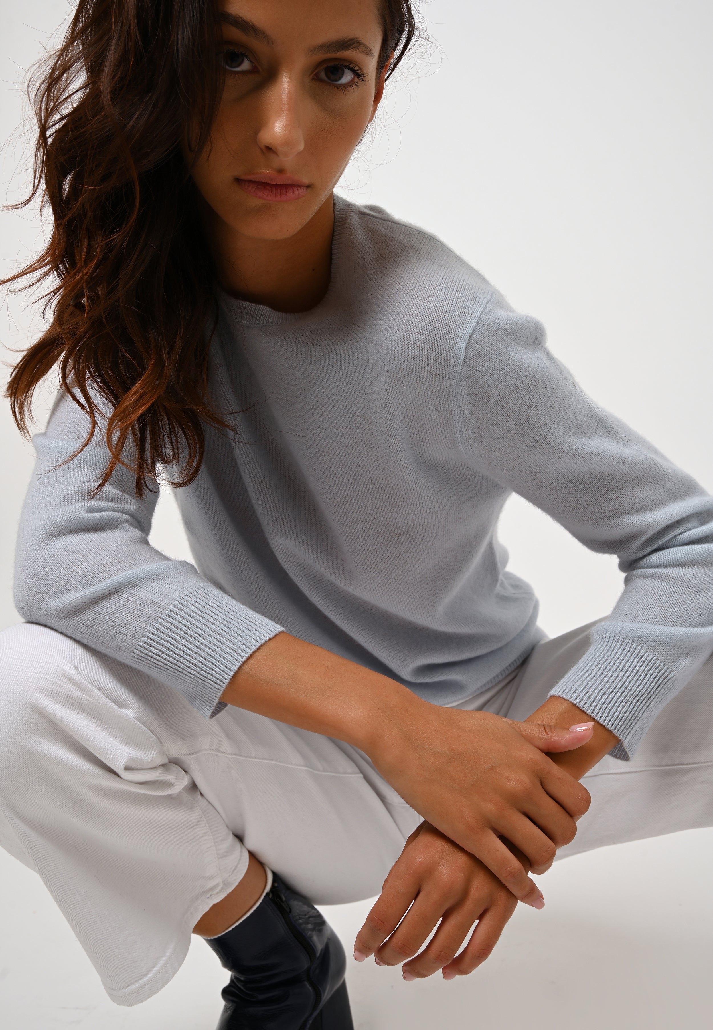 Back-Button Round-Neck Jumper - Estaris - Givre