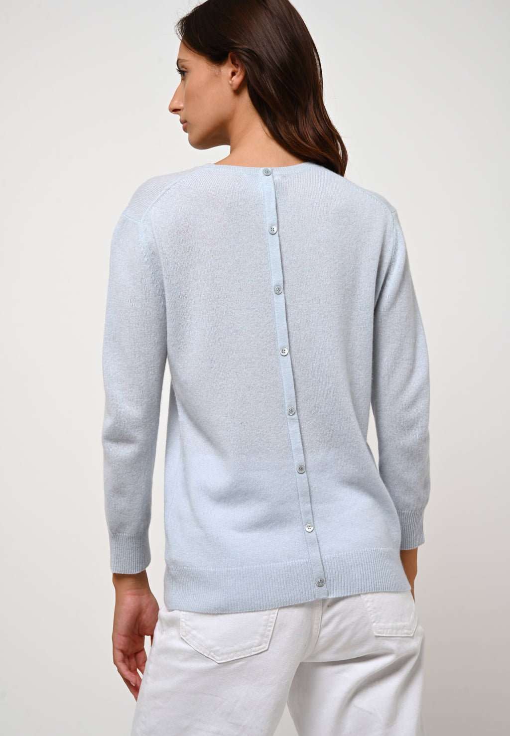 Back-Button Round-Neck Jumper - Estaris - Givre
