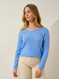 Lanfon Boat Neck Sweater - 100% Cashmere, 2-Ply - Baby Blue - Women's