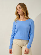 Lanfon Boat Neck Sweater - 100% Cashmere, 2-Ply - Baby Blue - Women's