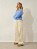 Lanfon Boat Neck Sweater - 100% Cashmere, 2-Ply - Baby Blue - Women's