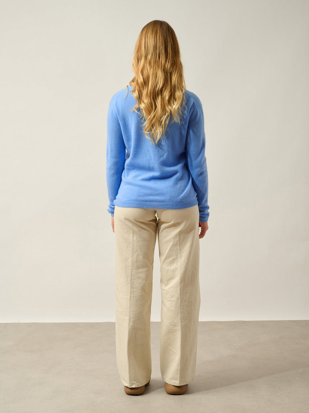 Lanfon Boat Neck Sweater - 100% Cashmere, 2-Ply - Baby Blue - Women's