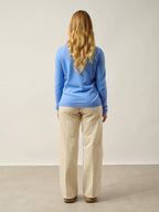 Lanfon Boat Neck Sweater - 100% Cashmere, 2-Ply - Baby Blue - Women's