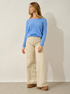 Lanfon Boat Neck Sweater - 100% Cashmere, 2-Ply - Baby Blue - Women's