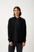 Cárdigan con cremallera y cuello alto - Albaron - Negro