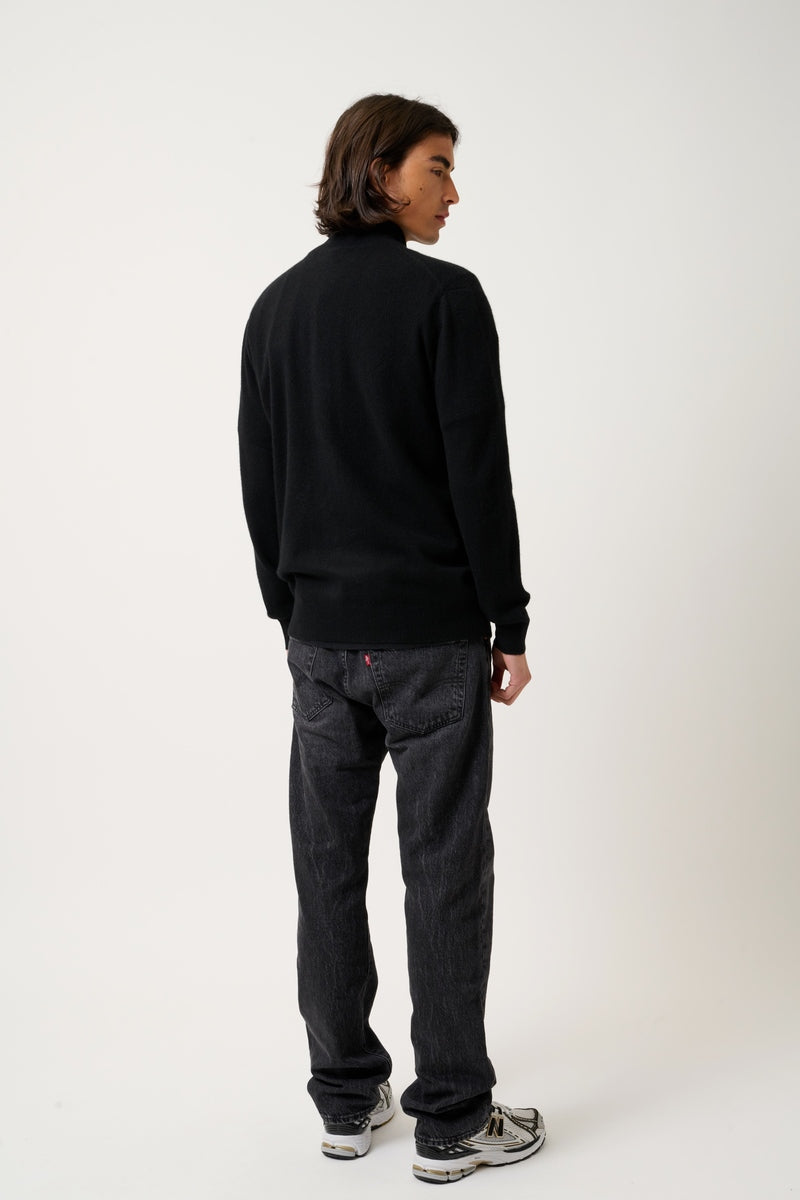 Cárdigan con cremallera y cuello alto - Albaron - Negro